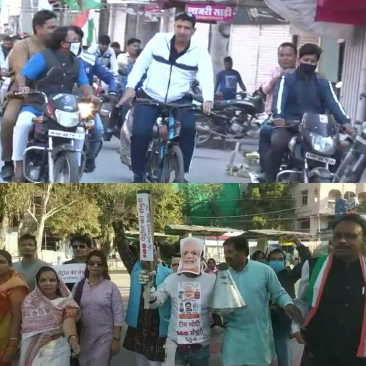 Indore- महंगाई के बाउंसर पर कांग्रेस की जमकर बल्लेबाजी, साईकिल पर निकले पूर्व मंत्री