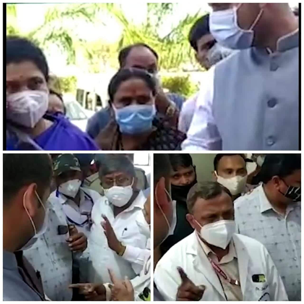 केंद्रीय मंत्री हर्षवर्धन के दौरे के बीच हंगामा, बीजेपी कार्यकर्ता और एम्स कर्मचारी आपस में उलझे