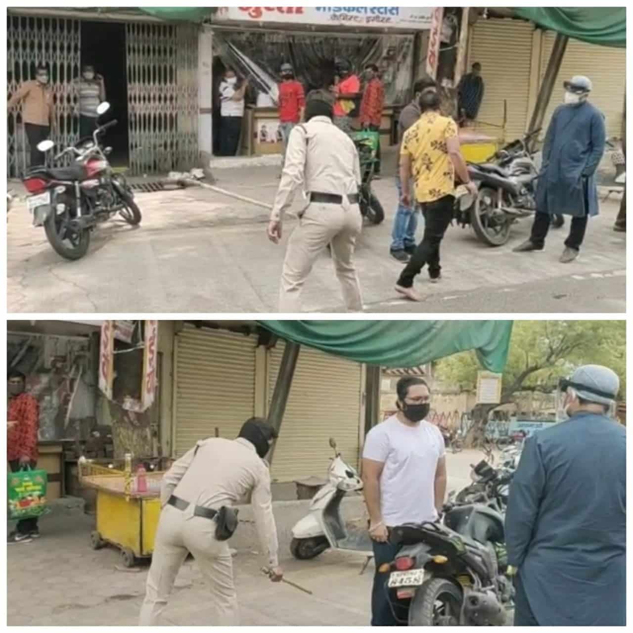 लॉकडाउन का उल्लंघन करने वालों पर बरसी पुलिस की लाठियां