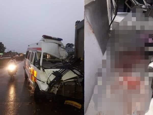 Accident : हाईवा से टकराई तेज़ रफ्तार एम्बुलेंस, एक की मौत, एक घायल