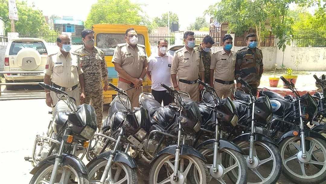 मुरैना- चोरी की 7 मोटरसाइकिल सहित एक आरोपी गिरफ्तार