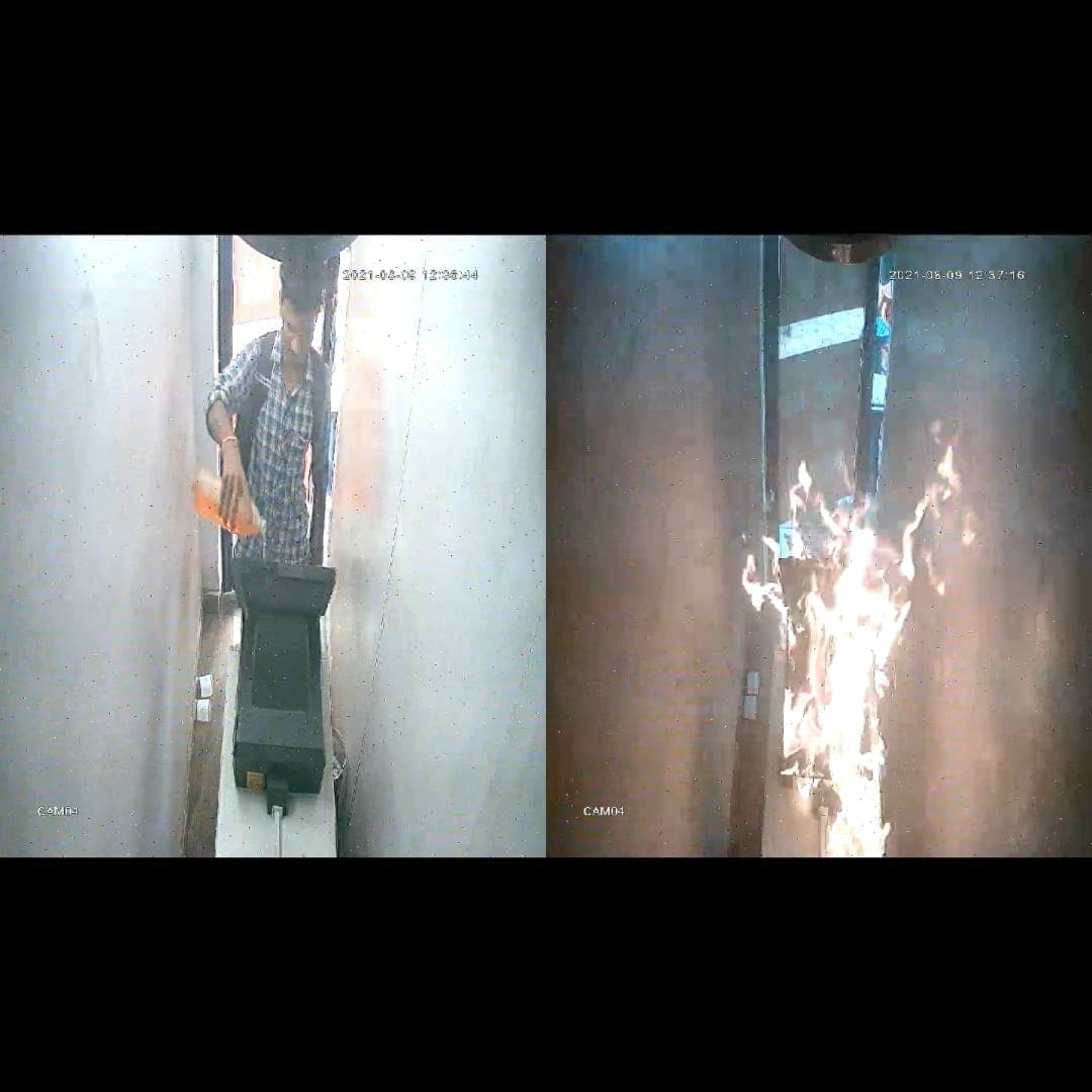 खरगोन में सिरफिरे ने पेट्रोल डाल ATM में लगाई आग, देखें VIDEO