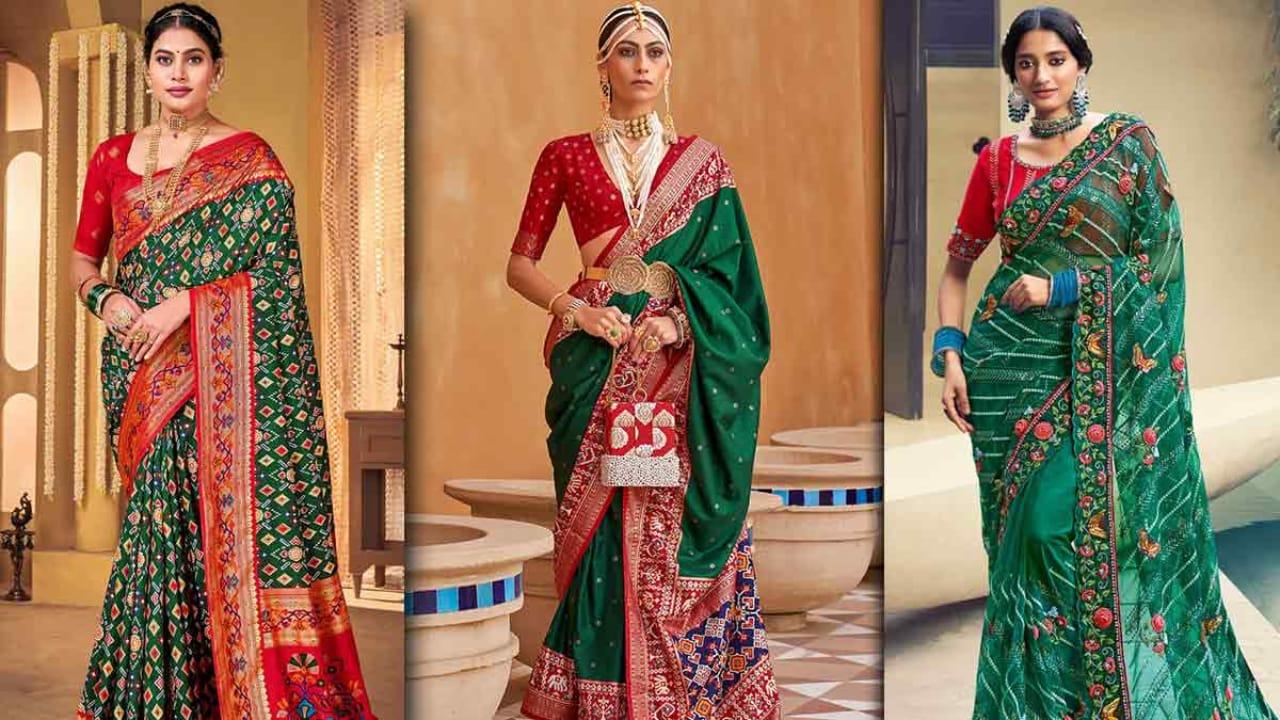 Hariyali Teej पर पहनें लाल-हरे रंग की ये साड़ियां, खूबसूरती में लग जाएंगे चार चांद