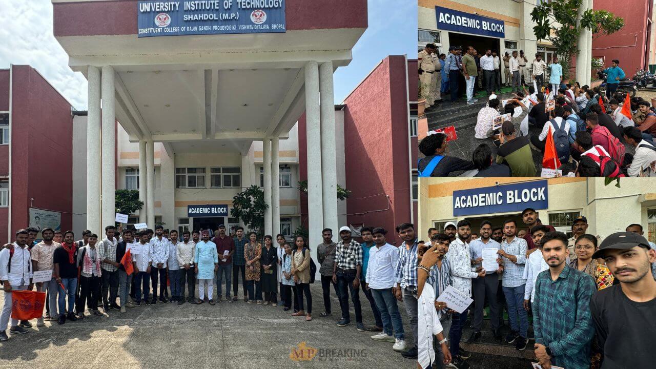 शहडोल में ABVP कार्यकर्ताओं ने UIT में अनियमितताओं का किया विरोध, तकनीकी शिक्षा मंत्री के नाम सौंपा ज्ञापन