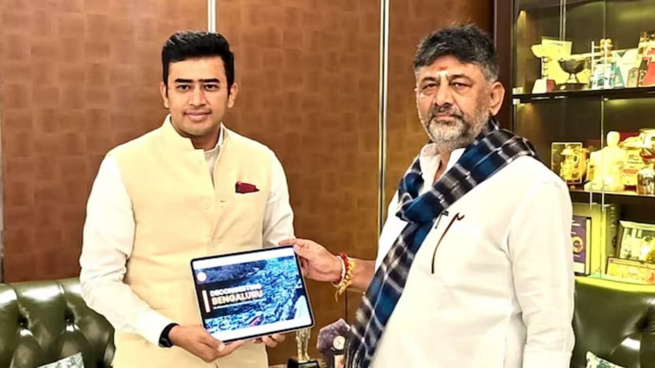 डीके शिवकुमार के घर पहुंचे भाजपा सांसद तेजस्वी सूर्या, आखिर क्या हुई बातचीत