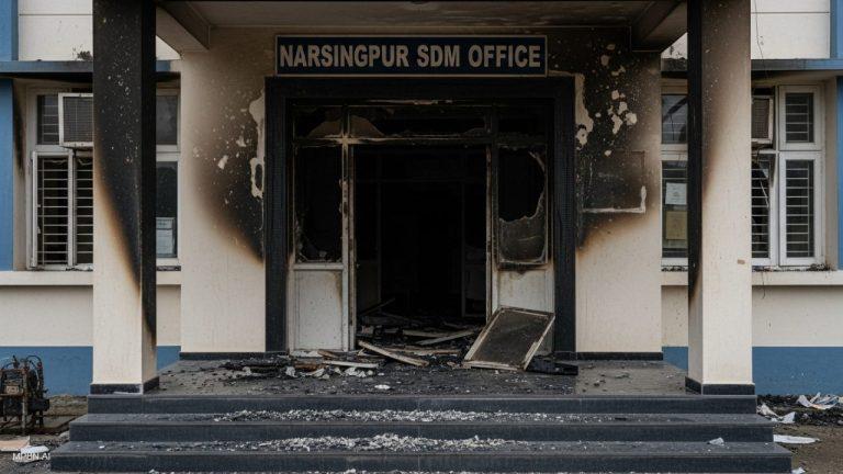 नरसिंहपुर SDM ऑफिस में भीषण आग, दहलीज तक पहुंचीं लपटें, सरकारी फाइलें सुरक्षित