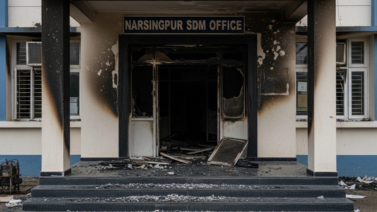 नरसिंहपुर SDM ऑफिस में भीषण आग, दहलीज तक पहुंचीं लपटें, सरकारी फाइलें सुरक्षित