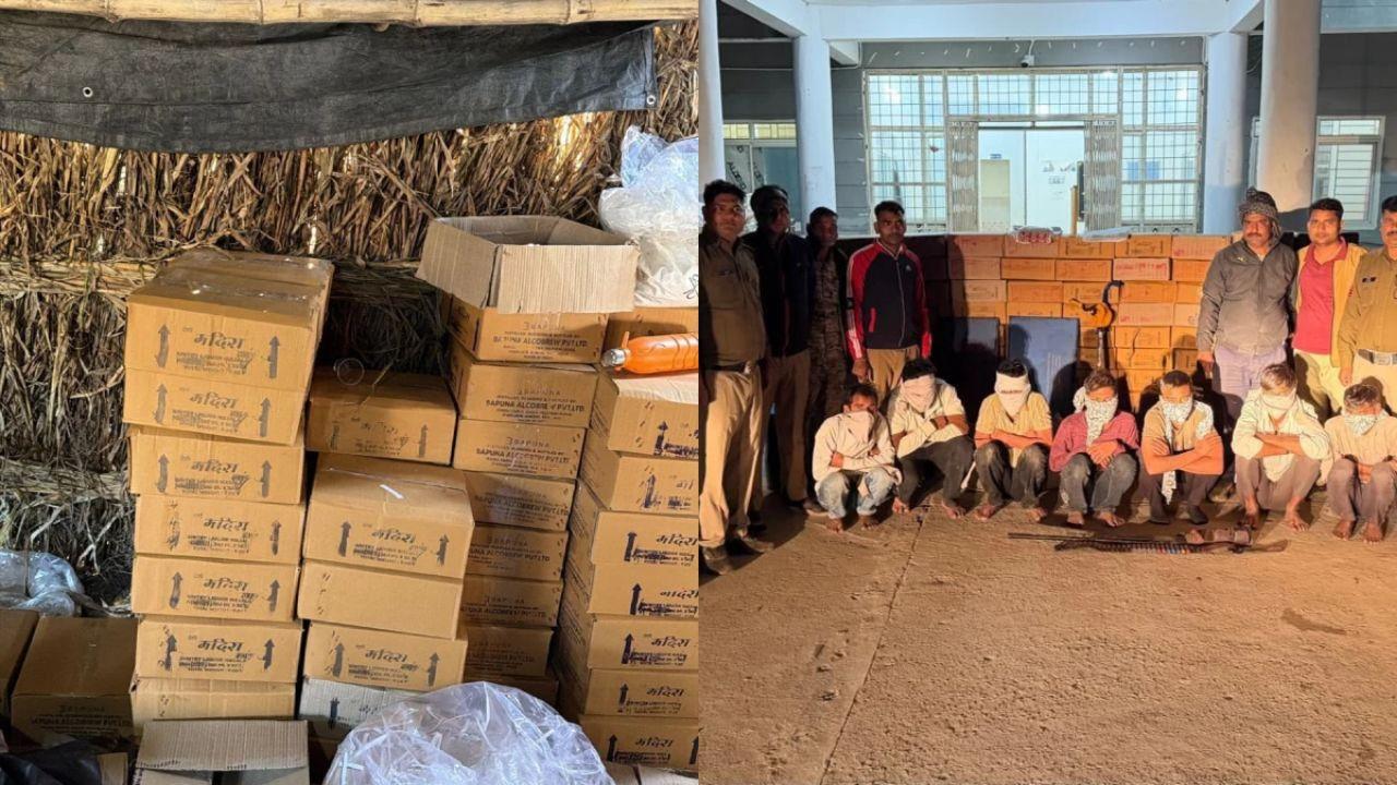 मुरैना में नकली शराब का बड़ा भंडाफोड़, 600 लीटर स्प्रिट और राइफल के साथ 7 गिरफ्तार