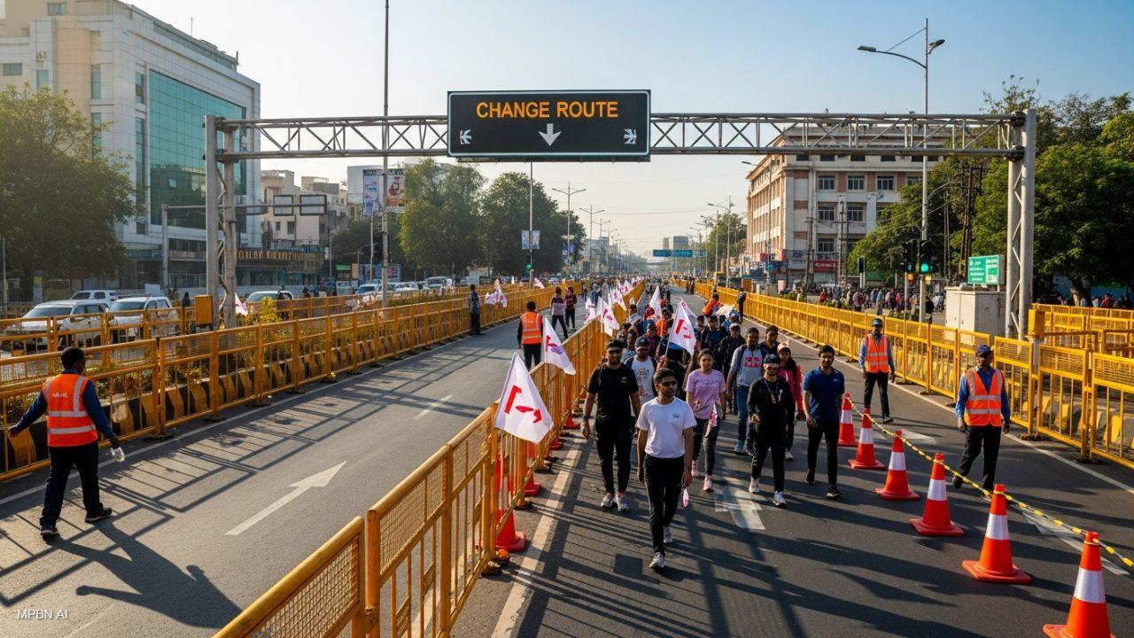 यूथ वॉक 2026 के कारण आज इंदौर में ट्रैफिक डायवर्जन, कई मुख्य रास्ते बंद, बस रूट भी बदले