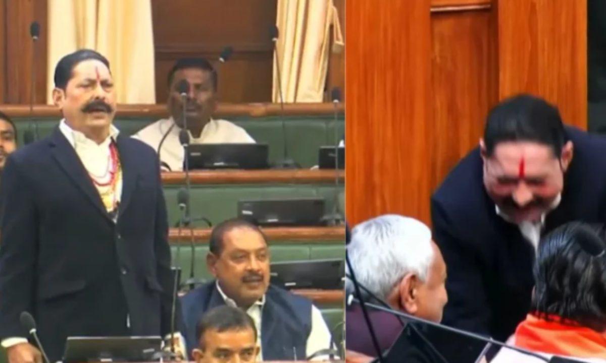 जेल से विधानसभा पहुंचे JDU विधायक अनंत सिंह, CM नीतीश के पैर छूकर ली विधायक पद की शपथ