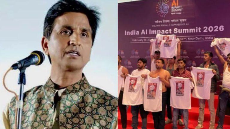 AI इम्पैक्ट समिट में युवा कांग्रेस का शर्ट उतारकर हंगामा, कुमार विश्वास ने साधा निशाना, बताया विपक्ष के मुद्दाहीन नंगपन का प्रदर्शन