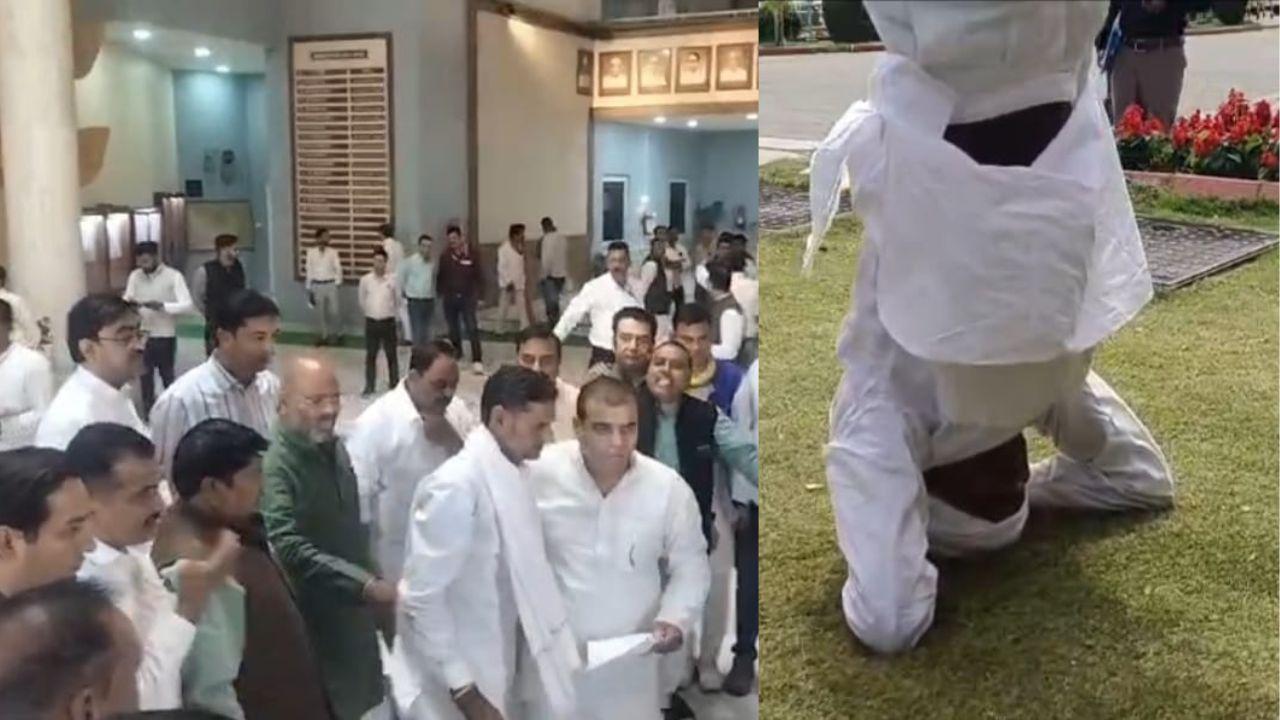 एफआईआर के विरोध में विपक्ष का विधानसभा से वॉकआउट, कांग्रेस विधायक बाबू जंडेल का “शीर्षासन विरोध”