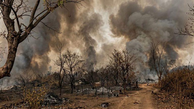 जंगल में भीषण आग का कहर, 20 हेक्टेयर वन क्षेत्र राख, दो वनकर्मी बेहोश