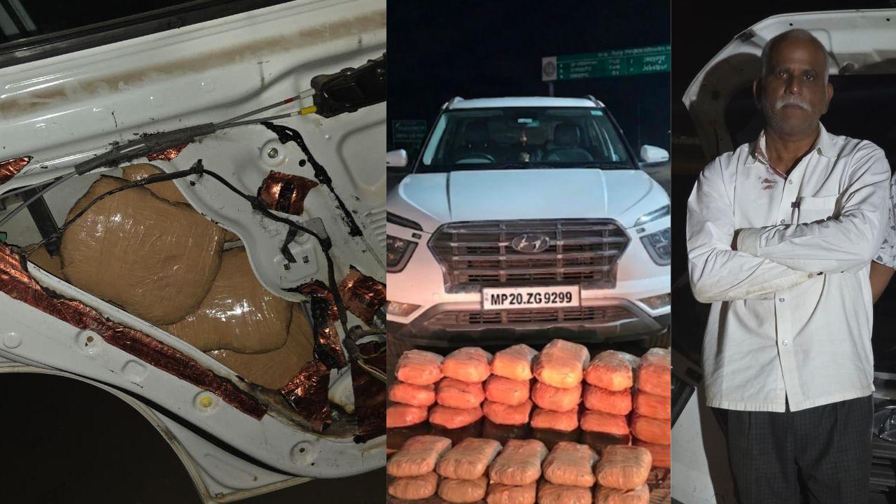 पुलिस ने 30 किलोमीटर पीछा कर पकड़ा तस्कर, कार में ख़ुफ़िया बॉक्स में छिपाकर रखा 16 लाख रुपये से ज्यादा कीमत का अवैध गांजा जब्त