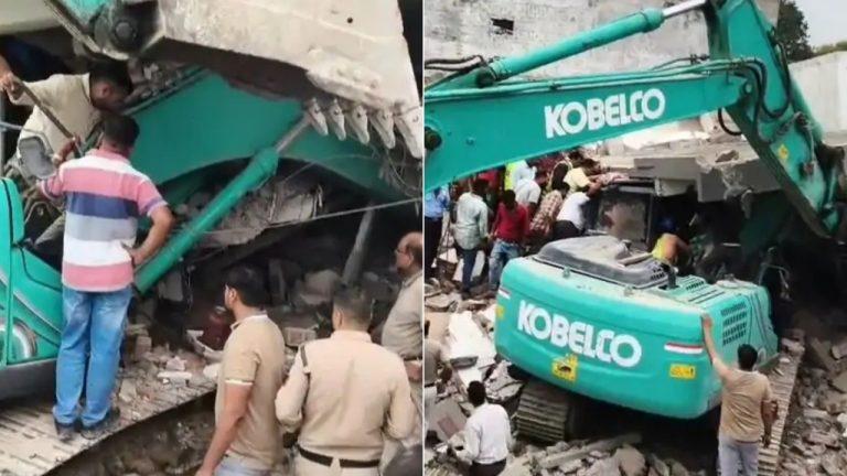 इंदौर-बुधनी रेल लाइन कार्य के दौरान अफरा-तफरी, मलबे में दबा पोकलेन चालक