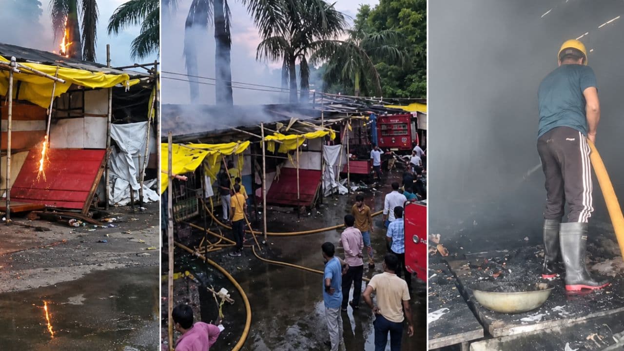 उज्जैन काल भैरव मंदिर के पास भीषण आग, पूजन सामग्री की 4 दुकानें जलकर खाक, मचा हड़कंप