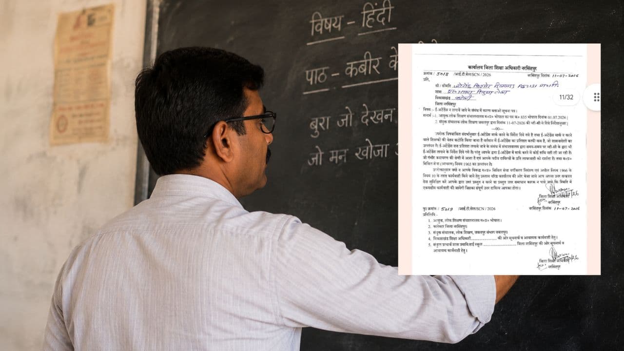 नरसिंहपुर में शिक्षा विभाग की बड़ी लापरवाही: मृत शिक्षक को भेजा ई-अटेंडेंस नोटिस, मचा हड़कंप