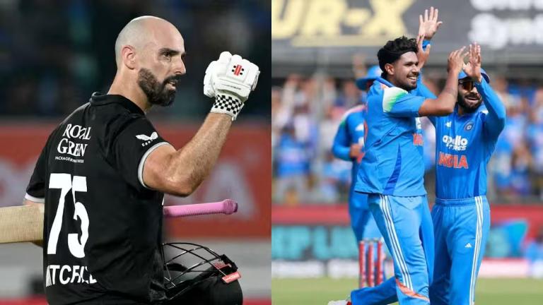 तिसऱ्या वनडेत न्यूझीलंडचा धावांचा डोंगर, मिचेल–फिलिप्सची शतकं; भारतासमोर ३३८ धावांचे आव्हान