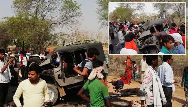 जीप और दो ट्रैक्टरों की जोरदार भिड़ंत, तीन लोगों की दर्दनाक मौत, 20 घायल