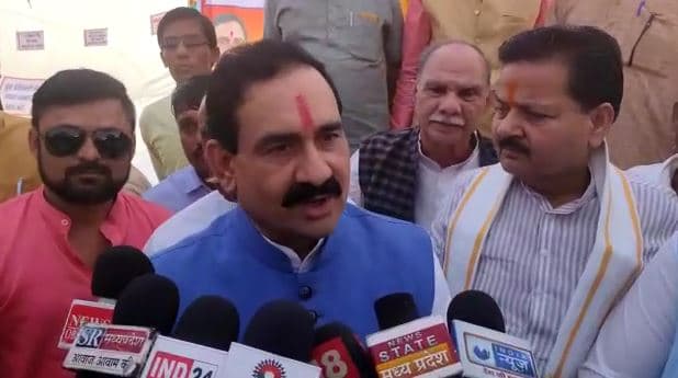रायसेन में भाजपा का किसान आंदोलन, नरोत्तम मिश्रा ने सरकार को घेरा