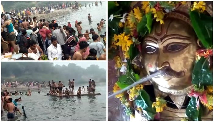 मकरसंक्रांति पर्व पर हजारों लोगों ने पहुज नदी में लगाई आस्था की डुबकी