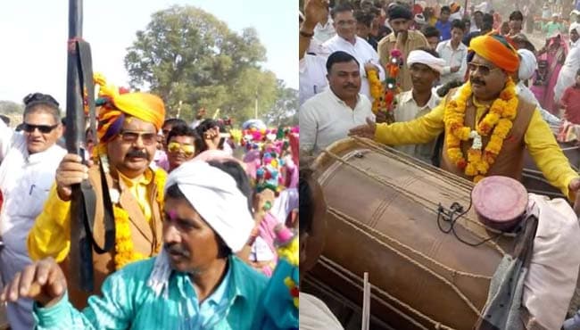 भगोरिया में ‘शेरा’ का दबंग अंदाज, मांदल की थाप पर थिरके, बंदूक भी लहराई