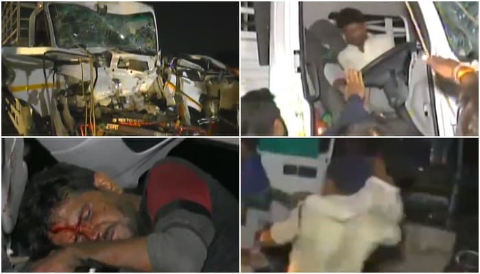 MP:बेकाबू आयशर मकान तोड़ ट्रक में घुसी, उड़े परखच्चे, कैबिन में फंसे लोगों को बॉडी काटकर निकाला