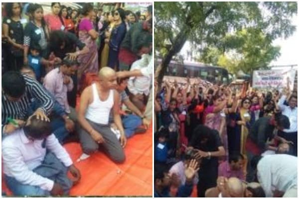 सहायक प्राध्यापक ने सरकार के खिलाफ खोला मोर्चा, मुंडन कर जताया विरोध