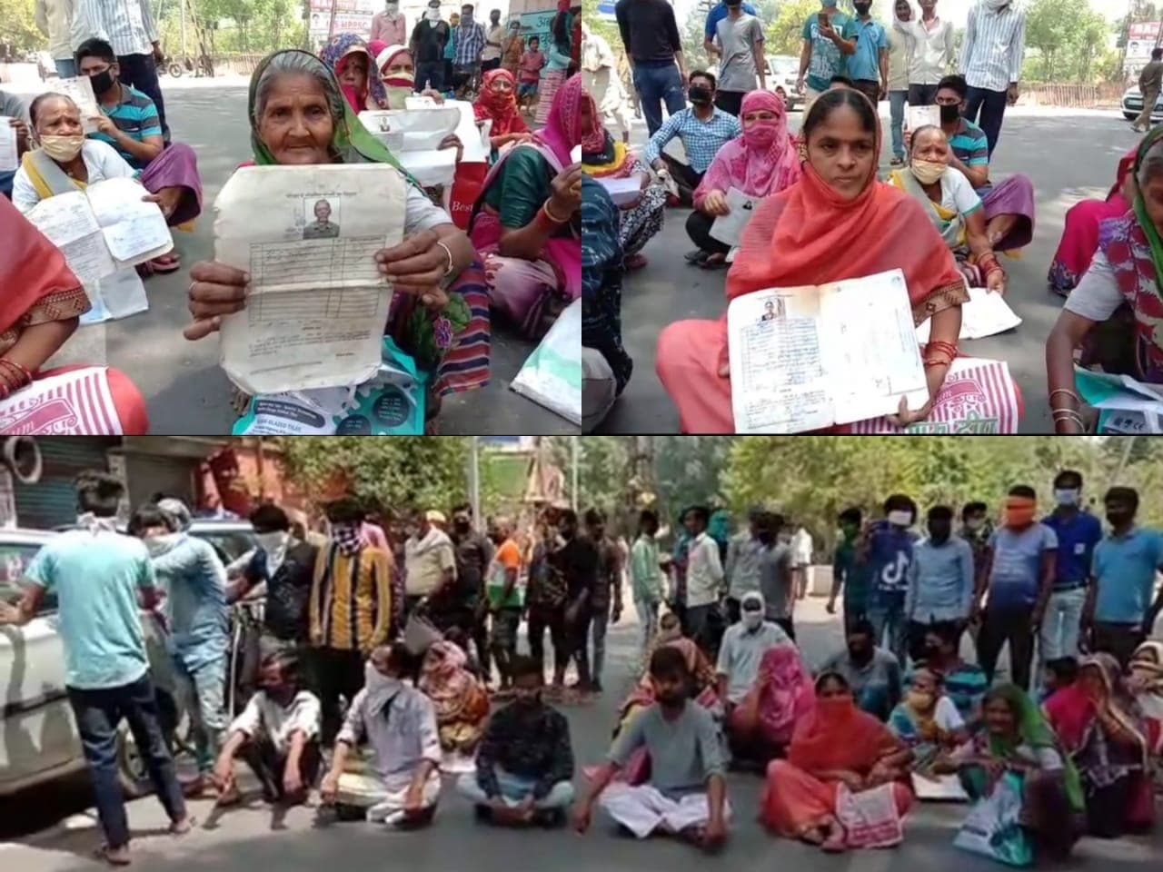 राशन नहीं मिलने से परेशान लोगों ने किया चक्का जाम, बुजुर्ग महिलाएं हाथ में कार्ड लेकर मांग रहीं राशन