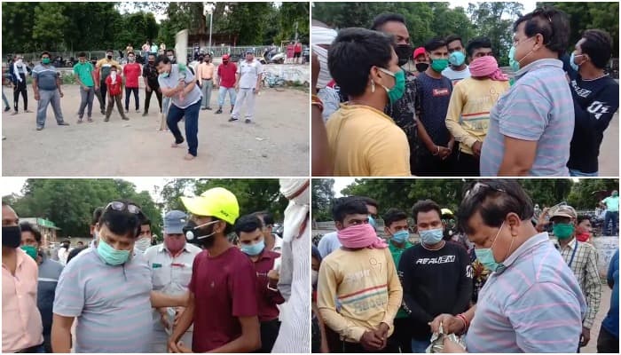 VIDEO: युवाओं के संग मंत्री जी ने भी क्रिकेट बैट पर आजमाए हाथ, भूले सोशल डिस्टेंसिंग