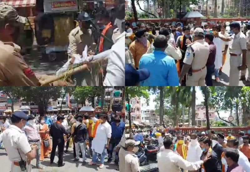 शिवसेना और इंदौर पुलिस आमने-सामने, पूर्व प्रदेश प्रमुख के हत्यारों को पकड़ने की मांग को लेकर निकाली गई प्रदेश सरकार की अर्थी