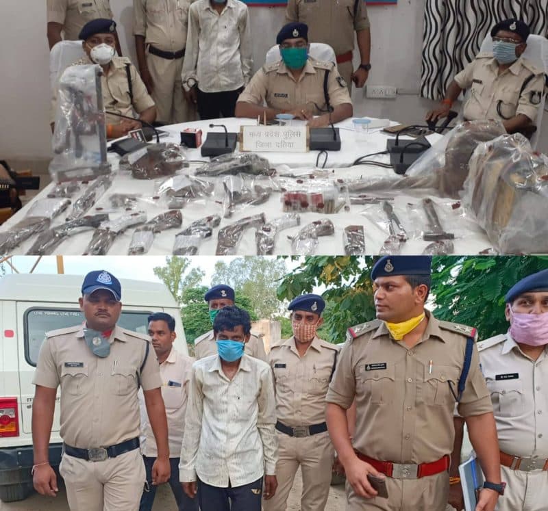 पुलिस की बड़ी कार्रवाई, अवैध हथियारों का जखीरा और उसके सौदागर को किया गिरफ्तार