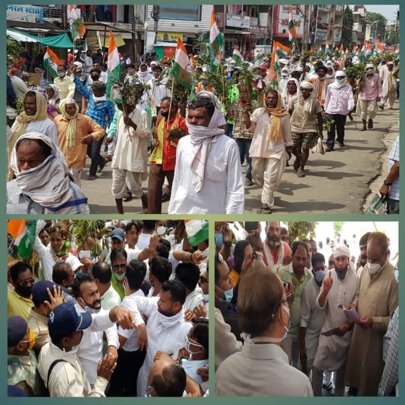 कांग्रेस ने निकाली रैली, खराब फसल लेकर किसानों के साथ पहुंचे कलेक्ट्रेट, उठाई ये मांग