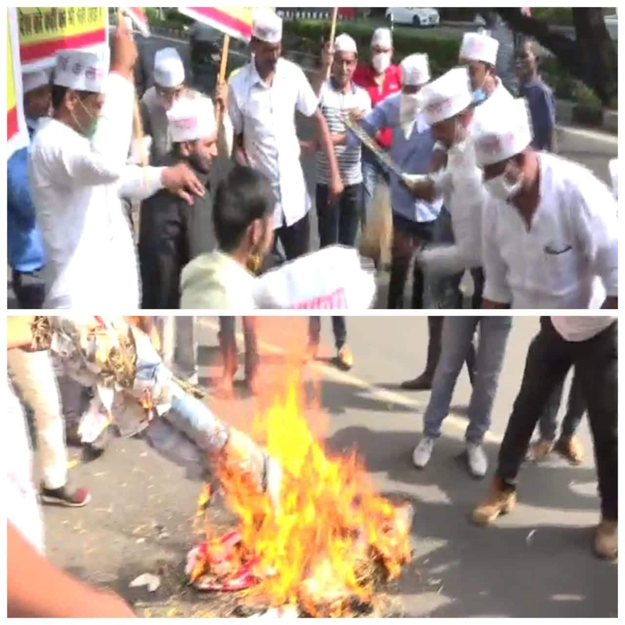 फूलसिंह बरैया के बयान का जमकर विरोध, सपाक्स ने पुतला जलाया
