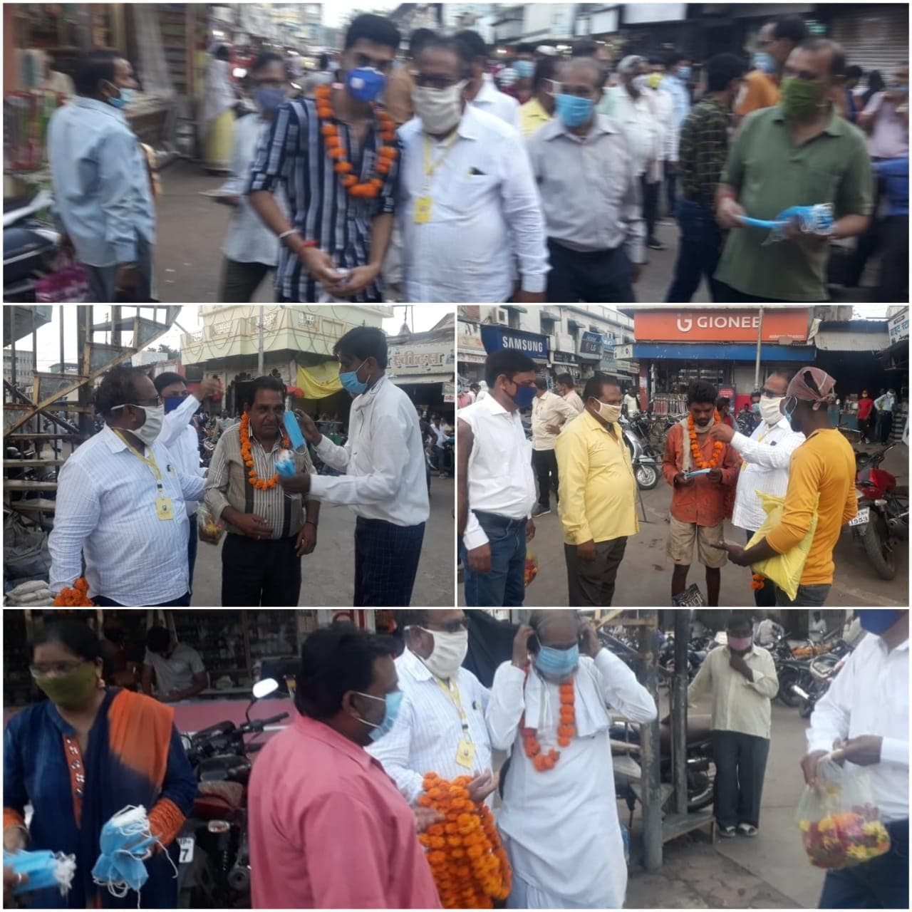 पत्रकारों ने लोगों को बांटे मास्क, हार पहनाकर किया सुरक्षित रहने का अनुरोध