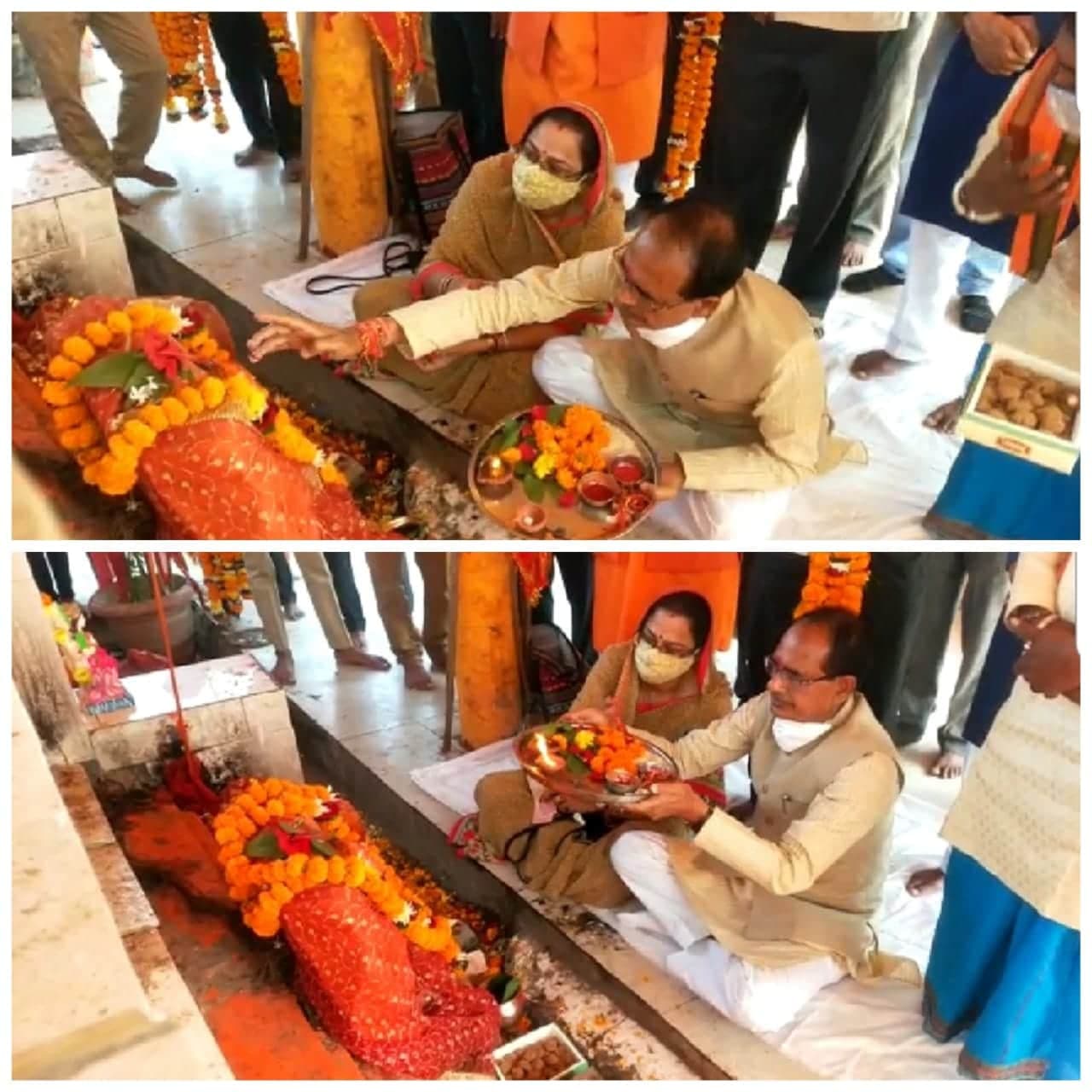 सीएम शिवराज सिंह चौहान ने पत्नी के साथ अपने गांव में की कुलदेवी की पूजा