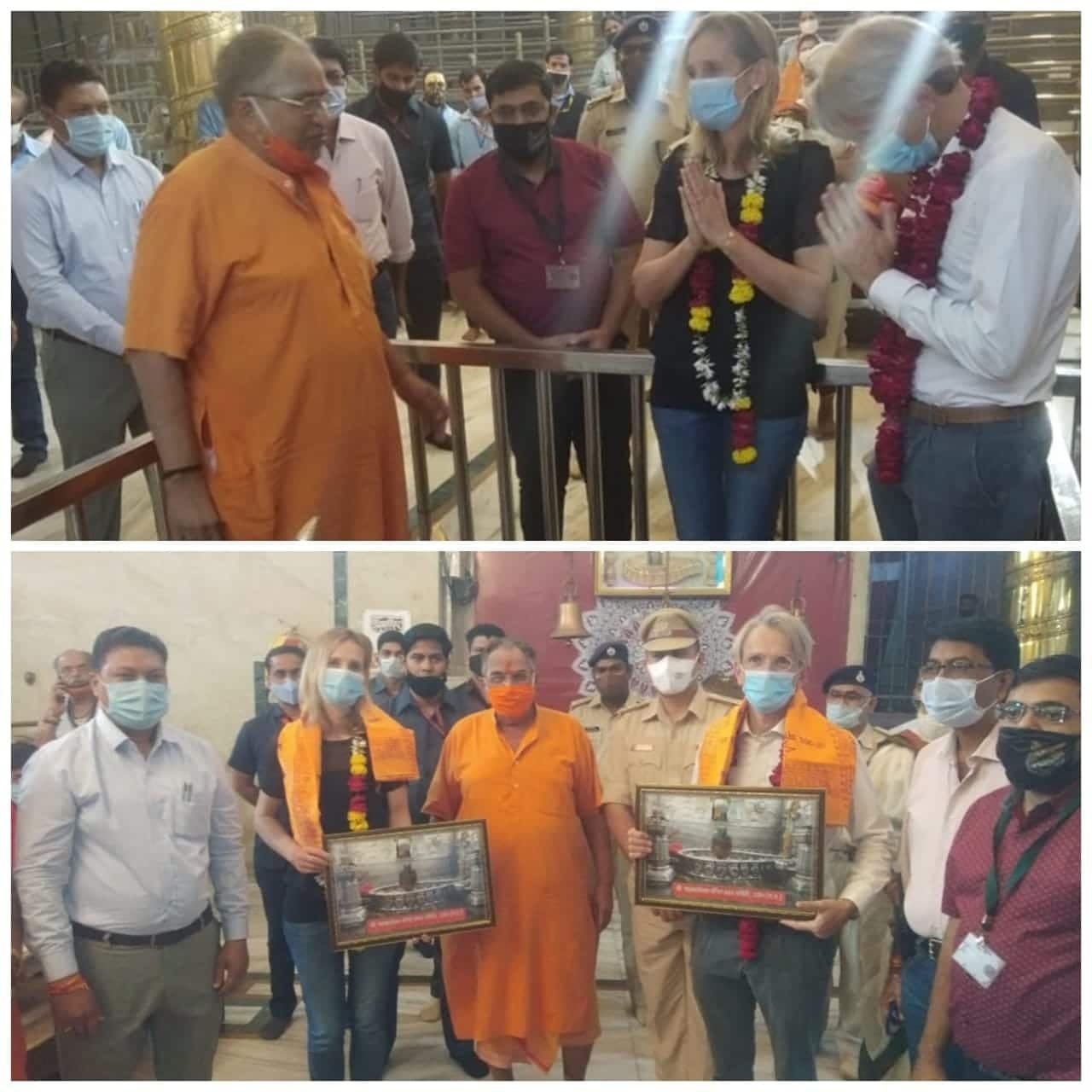 फ्रांस के राजदूत इमैनुएल लेनिन ने पत्नी के साथ किये महाकाल के दर्शन