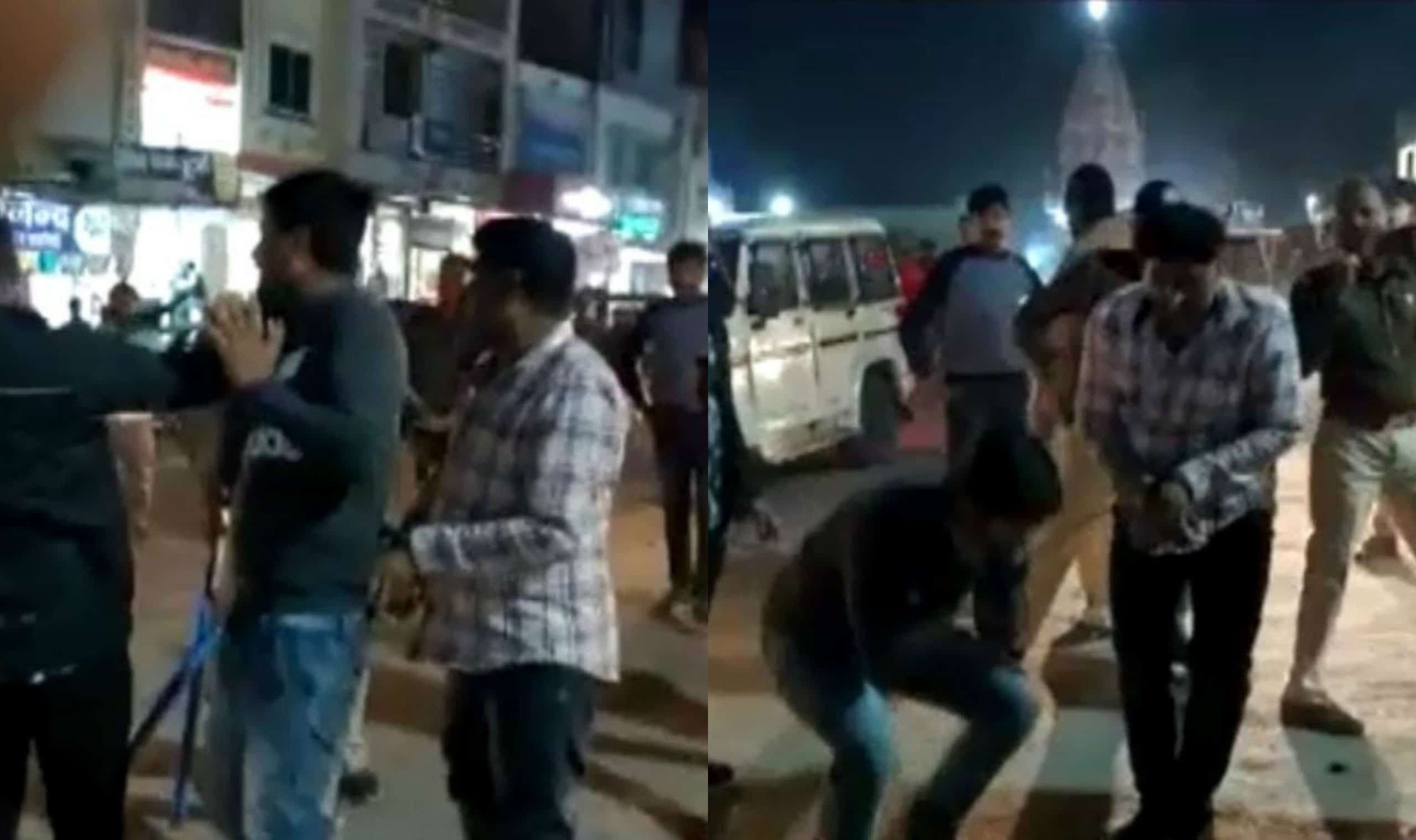 TI पर फायर मामला, मंदसौर पुलिस ने बदमाशों की निकाली बारात, बरसाई लाठियां, देखें वीडियो