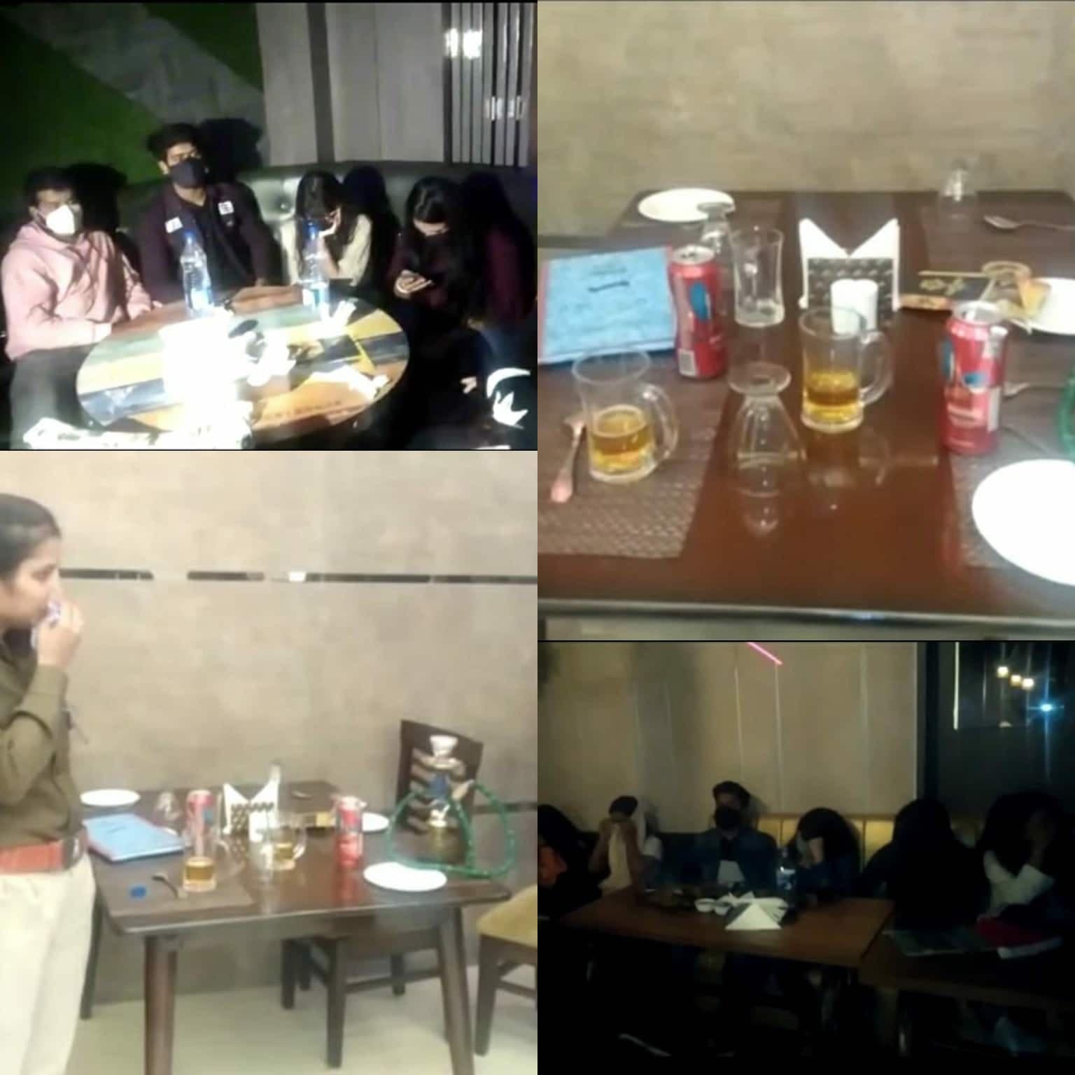 होटल, रेस्टॉरेंट्स में परोसे जा रहे थे अवैध शराब और हुक्के, नशा करते मिले युवक युवतियां
