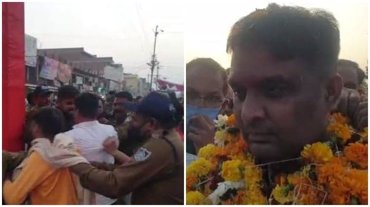 दमोह पहुंचे राहुल लोधी को स्वागत के बीच कालिख पोतने की कोशिश, युवक गिरफ्तार
