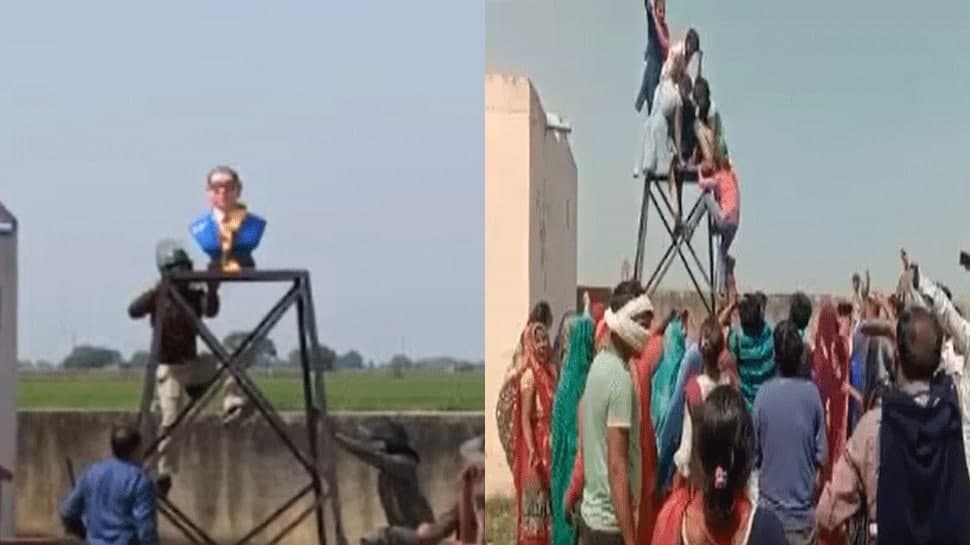 अंबेडकर प्रतिमा स्थापित करने को लेकर विवाद, महिलाओं ने किया चक्काजाम