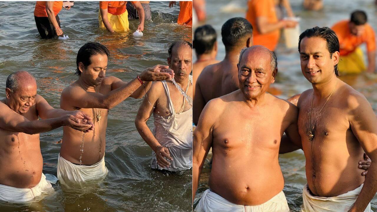Mahakumbh 2025: दिग्विजय सिंह ने बेटे जयवर्धन सिंह के साथ लगाई संगम में डुबकी, कहा ये मेरे लिए आस्था का विषय