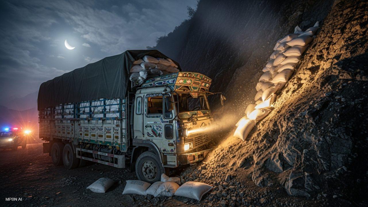 पहाड़ से टकराया धान से लदा ट्रक, बालाघाट में दो घंटे तक फंसा रहा ड्राइवर
