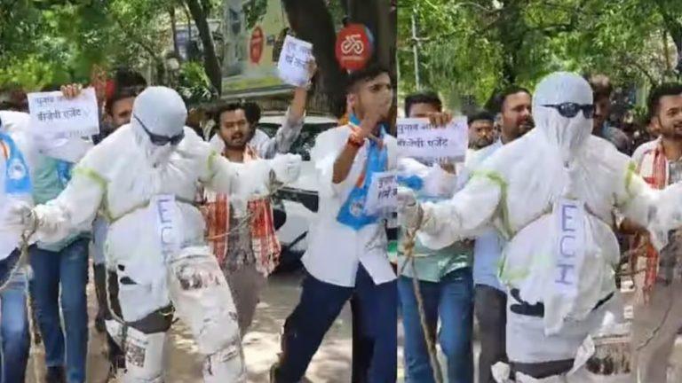 चुनाव आयोग के बाहर NSUI का विरोध प्रदर्शन, निष्पक्षता पर उठाए सवाल, कई कार्यकर्ताओं को हिरासत में लिया गया