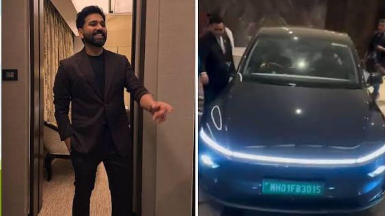 Rohit Sharma Tesla Car : रोहित शर्माची टेस्ला कार; गाडीचा नंबर प्लेट आहे खास