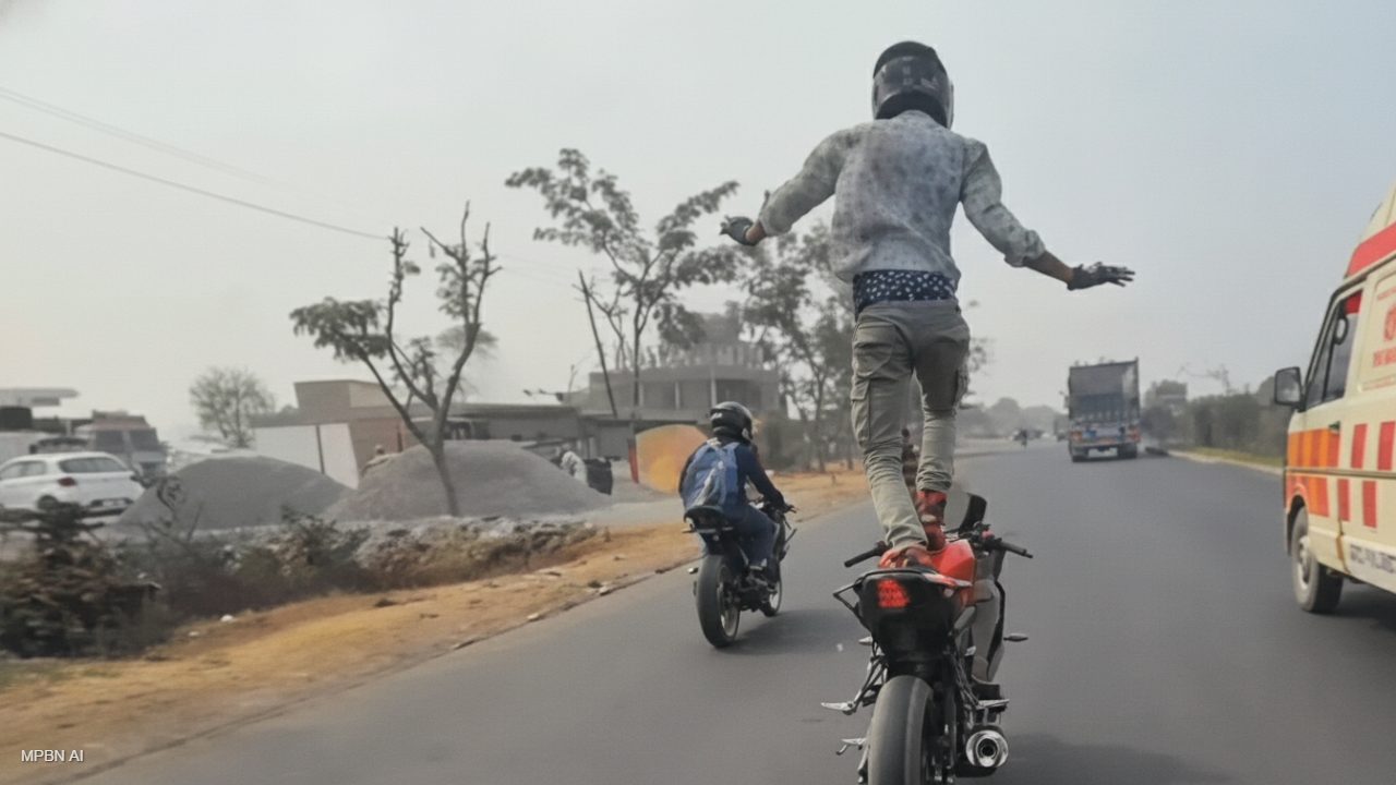 रीवा में रफ्तार का खौफनाक खेल, 128 KM स्पीड पर एंबुलेंस के साथ युवक का स्टंट