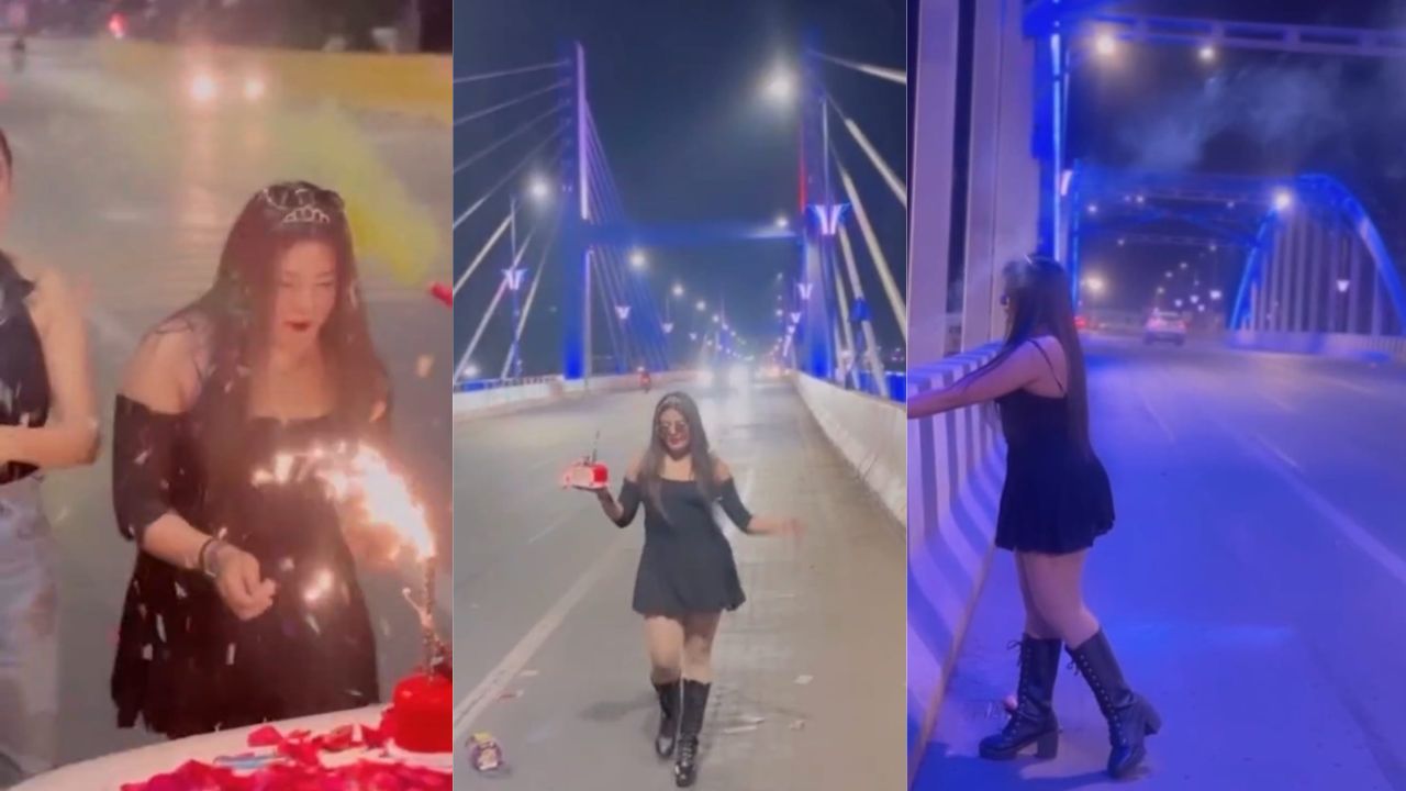 नहीं उतर रहा रील का नशा, प्रदेश के सबसे लंबे फ्लाईओवर पर मनाया जन्मदिन का जश्न