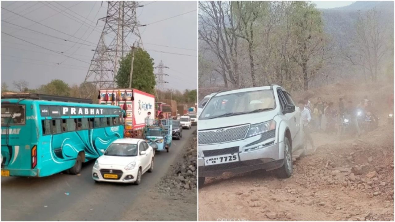इंदौर-खंडवा रोड पर लगा 11 किमी लंबा जाम, भेरूघाट में 8 घंटे तक फंसे रहे हजारों वाहन