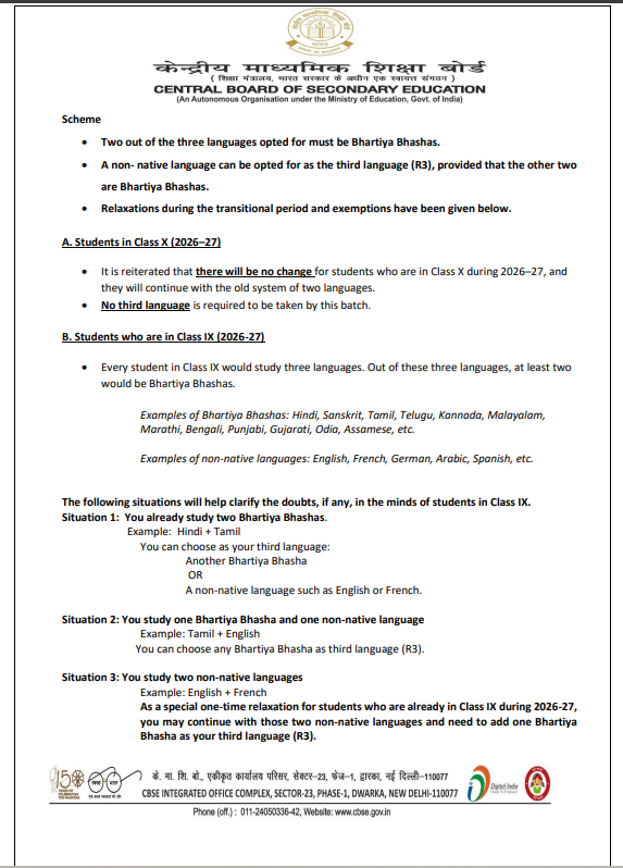 CBSE Three-Language Guidelines