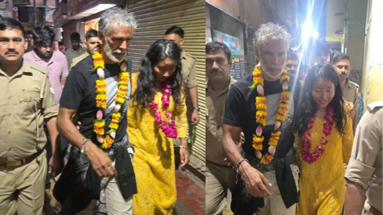 पत्नी अंकिता संग ठाकुर बांके बिहारी के दरबार पहुंचे मिलिंद सोमन, सामने आईं खूबसूरत तस्वीरें